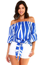 Load image into Gallery viewer, Women&#39;s Strapless Striped Bandage Blouse
