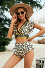 Load image into Gallery viewer, Printed Flutter Sleeve Ruffled Two-Piece Swimsuit
