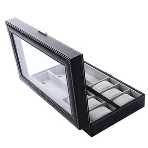 PU Leather 6+3 Grids Watch Holder Storage Case