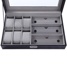 Load image into Gallery viewer, PU Leather 6+3 Grids Watch Holder Storage Case
