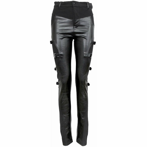 GOTHIC ROCK - Biker PVC Panel Buckle Trousers