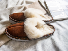 Load image into Gallery viewer, Brown Shearling Sheepskin Mules
