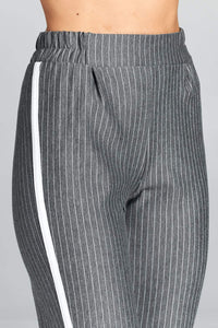 Ladies High Waist Striped Pants