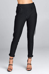 Ladies High Waist Striped Pants