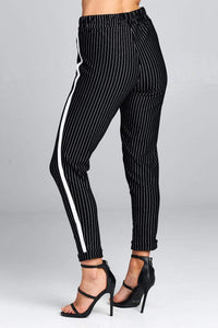 Ladies High Waist Striped Pants