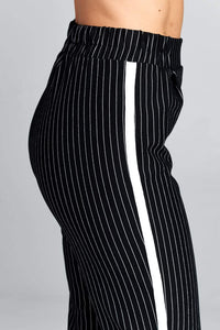 Ladies High Waist Striped Pants