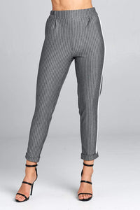 Ladies High Waist Striped Pants