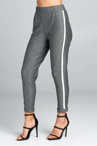 Ladies High Waist Striped Pants