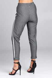 Ladies High Waist Striped Pants