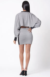 HOUNDSTOOTH DOLMAN TWO PIECE  SKIRT SET