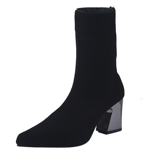 Slip-On Boots Female High Heel  Boots Women