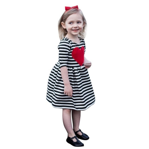 Girls lovely Heart Shaped Striped Dress