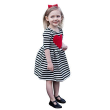 Load image into Gallery viewer, Girls lovely Heart Shaped Striped Dress
