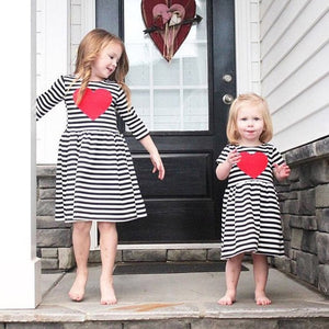 Girls lovely Heart Shaped Striped Dress