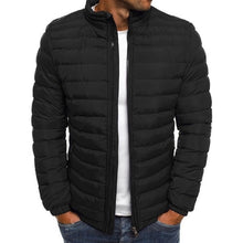 Cargar imagen en el visor de la galería, Chaqueta informal de invierno con cremallera frontal y cintura media en forma de rombos para hombre
