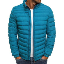 Cargar imagen en el visor de la galería, Chaqueta informal de invierno con cremallera frontal y cintura media en forma de rombos para hombre
