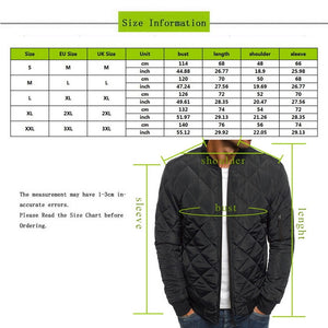 Chaqueta informal de invierno con cremallera frontal y cintura media en forma de rombos para hombre