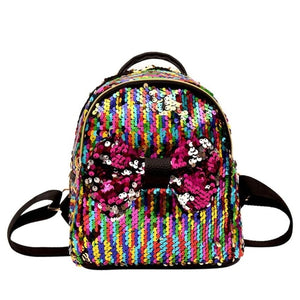 Girls Bow Tie Small Sequins Backpack