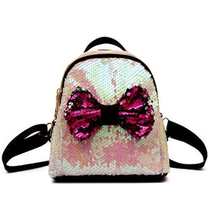 Girls Bow Tie Small Sequins Backpack