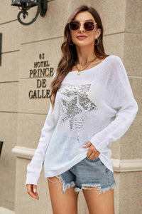 Blusa de punto con mangas dolman y estampado de lentejuelas