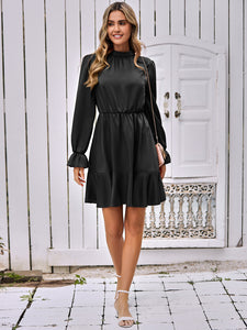 Mock Neck Flounce Sleeve Mini Dress