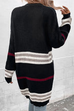 Load image into Gallery viewer, Striped Rib-Knit Drop Shoulder Open Front Cardigan
