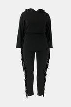 Load image into Gallery viewer, Plus Size Fringe Detail Hoodie and Sweatpants Set
