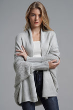 Load image into Gallery viewer, Dolman Sleeve Open Front Ribbed Trim Longline Cardigan
