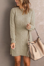 Cargar imagen en el visor de la galería, Mixed Knit Crewneck Mini Sweater Dress
