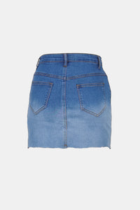 Acid Wash Denim Skirt with Pockets