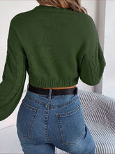 Load image into Gallery viewer, Cable-Knit Round Neck Cropped Sweater
