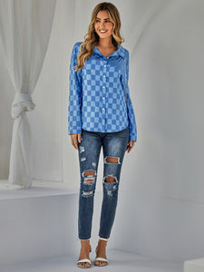 Checkered Curved Hem Shirt