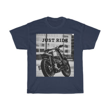 Cargar imagen en el visor de la galería, Camiseta de algodón grueso con la frase &quot;Just Ride&quot; en moto
