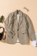 Load image into Gallery viewer, Plaid Lapel Collar Button Cuff Blazer
