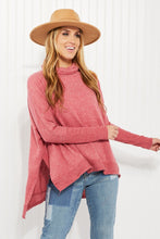 Cargar imagen en el visor de la galería, Suéter tipo poncho con cuello vuelto de tamaño completo Zenana Love and Cuddles
