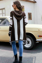 Load image into Gallery viewer, Striped Open Front Hooded Cardigan
