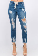 Load image into Gallery viewer, Distressed Denim Joggers
