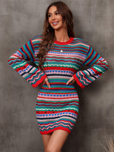 Load image into Gallery viewer, Multicolored Stripe Dropped Shoulder Sweater Dress
