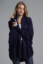 Load image into Gallery viewer, Dolman Sleeve Open Front Ribbed Trim Longline Cardigan
