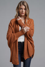 Load image into Gallery viewer, Dolman Sleeve Open Front Ribbed Trim Longline Cardigan
