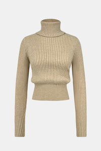 Ribbed Turtleneck Long Sleeve Sweater