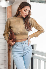 Load image into Gallery viewer, Round Neck Long Sleeve Cropped Sweater
