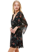 Load image into Gallery viewer, Floral V Neck Long Sleeve Skater Dress
