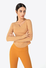 Load image into Gallery viewer, Thumbhole Long Sleeve Pleated Detail Notched Sports Top
