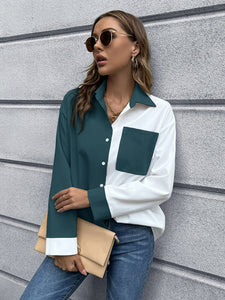 Color Block Button Down Shirt