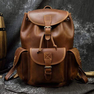 Camping Genuine Leather Thick Backpack