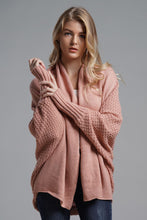 Load image into Gallery viewer, Dolman Sleeve Open Front Ribbed Trim Longline Cardigan
