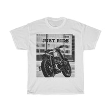 Cargar imagen en el visor de la galería, Camiseta de algodón grueso con la frase &quot;Just Ride&quot; en moto
