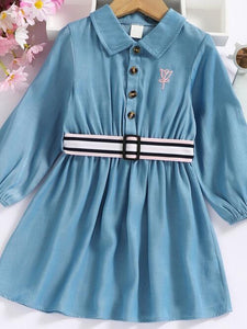 Half Button Long Sleeve Dress