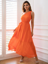 Load image into Gallery viewer, One-Shoulder Pleated Sleeveless Dress
